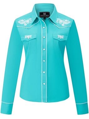 Salvaje Oeste Women's Oasis Dream Embroidered Western Pearl Snap Shirt / Large